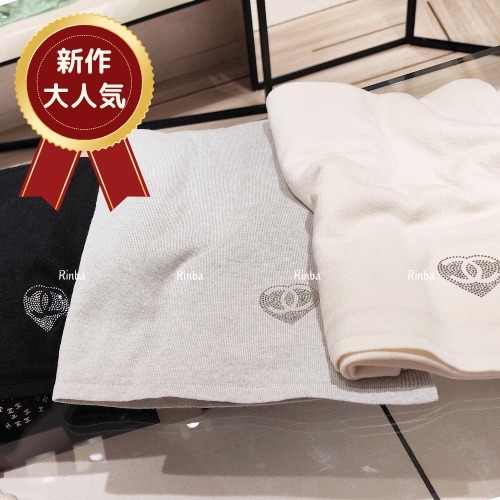 【上質なカシミヤマフラー】CHANEL CCマーク×ハート 大人可愛い