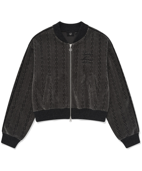 ジャケット COVERNAT Women's cable blouson zip-up jacket charcoal CO2403