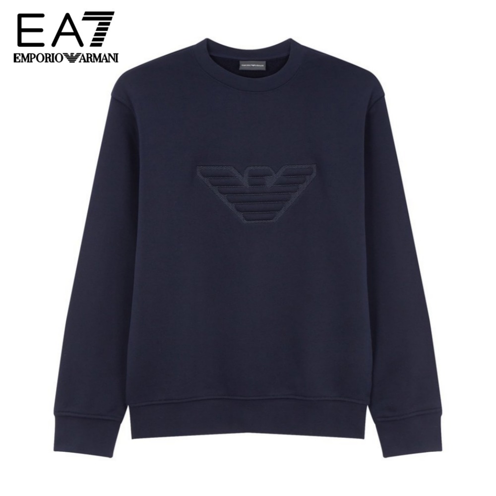 【EMPORIO ARMANI】 ★ Men's 3D Logo Point Sweatshirt ★ Navy