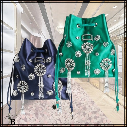 ■Roger Vivier■クリスタル装飾 サテン ハンドバッグ