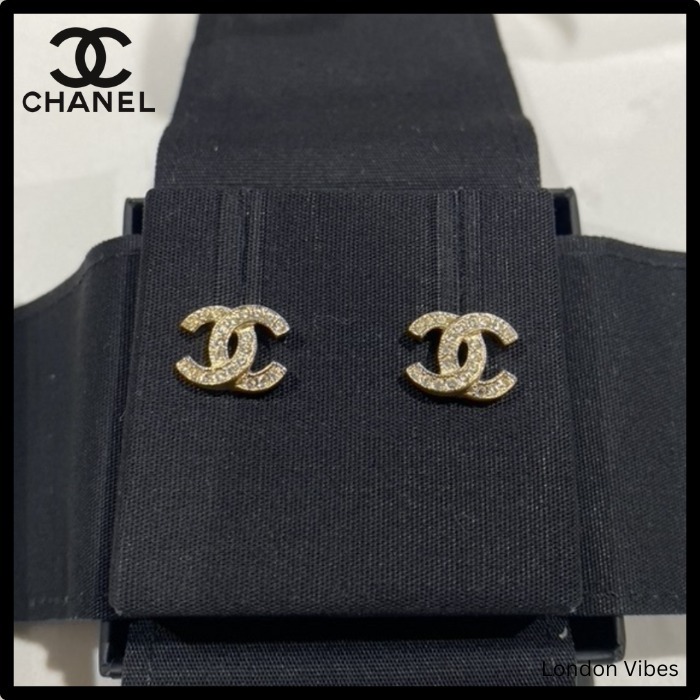 シンプルキラキラ♪ CHANEL ピアス CCロゴ ゴールド