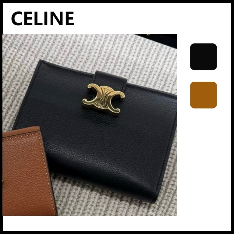 CELINE 折りたたみ財布 サテンカーフスキン コイン入れ付き