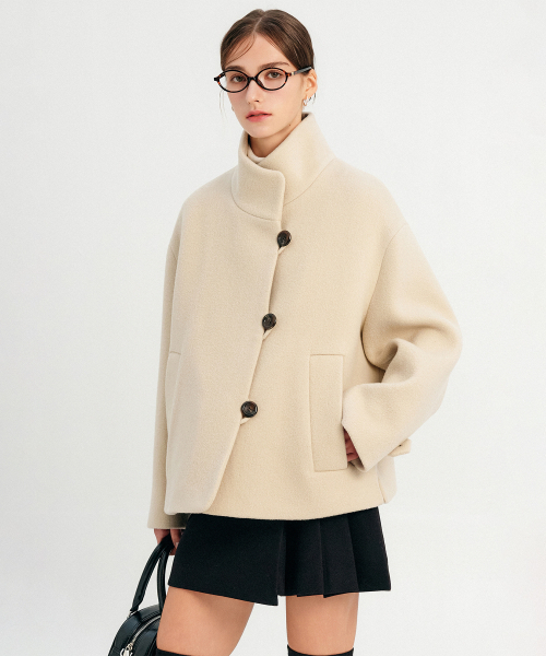 ダウンジャケット・コート LOOKAST NIVE WOOL HALF HIGH NECK COATBEIGE