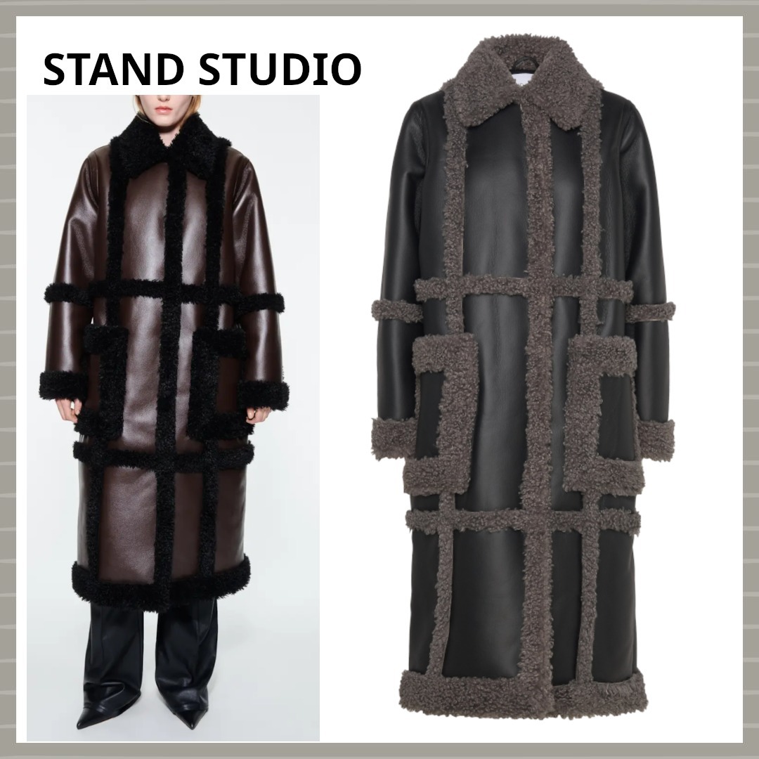 【STAND STUDIO】フェイク シアリング ロングコート PATRICE