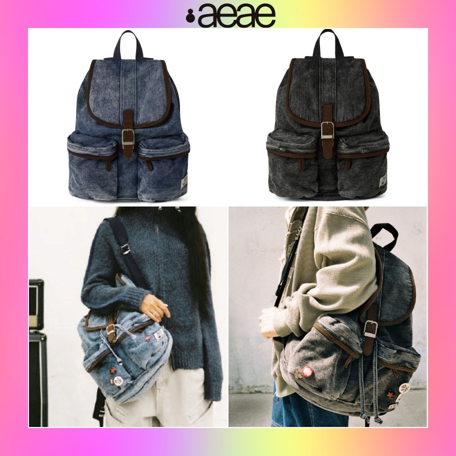 【AEAE】韓国人気★OUT POCKET DENIM BACKPACK