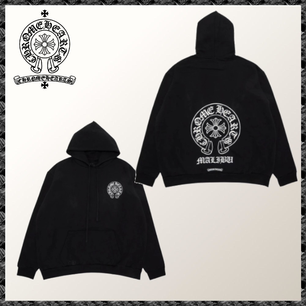 CHROME HEARTS◆ホースシュー フード パーカー BLACK マリブ限定