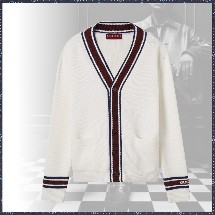 GUCCI 25Cruise《ウールニットカーディガン》ホワイト DHL 直営
