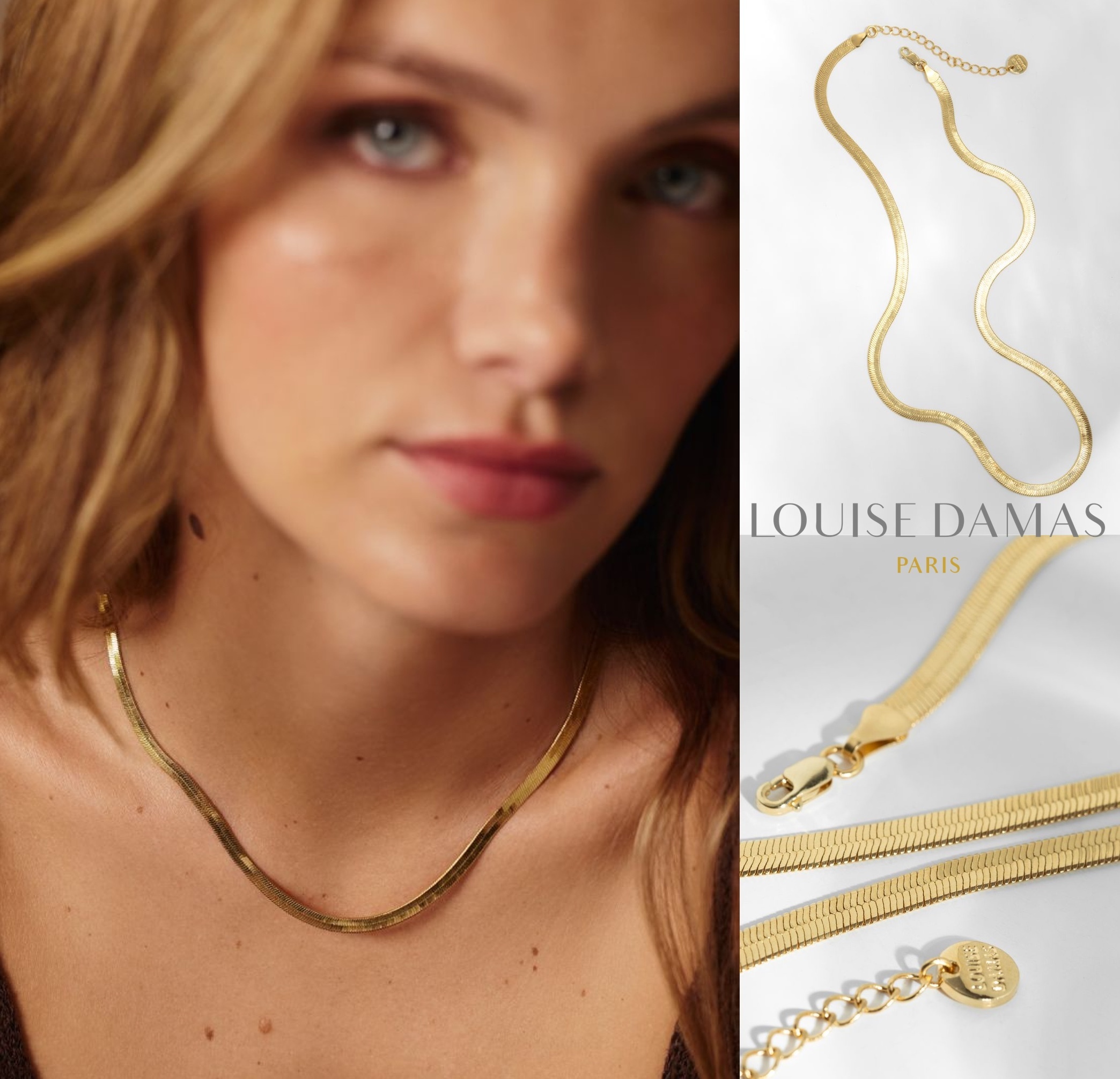 ★Louise Damas★ NAMI ネックレス ワイド メッシュ ゴールド