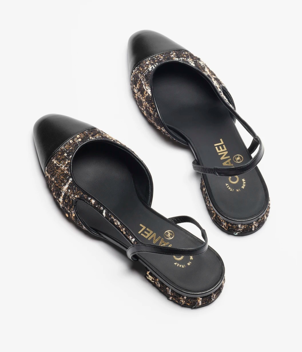 《限定数量》CHANEL スリングバック シューズ ツイード ブラック