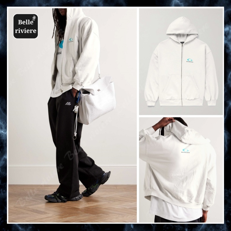 24AW new/BALENCIAGA ロゴジップアップフーディー Hoodie White