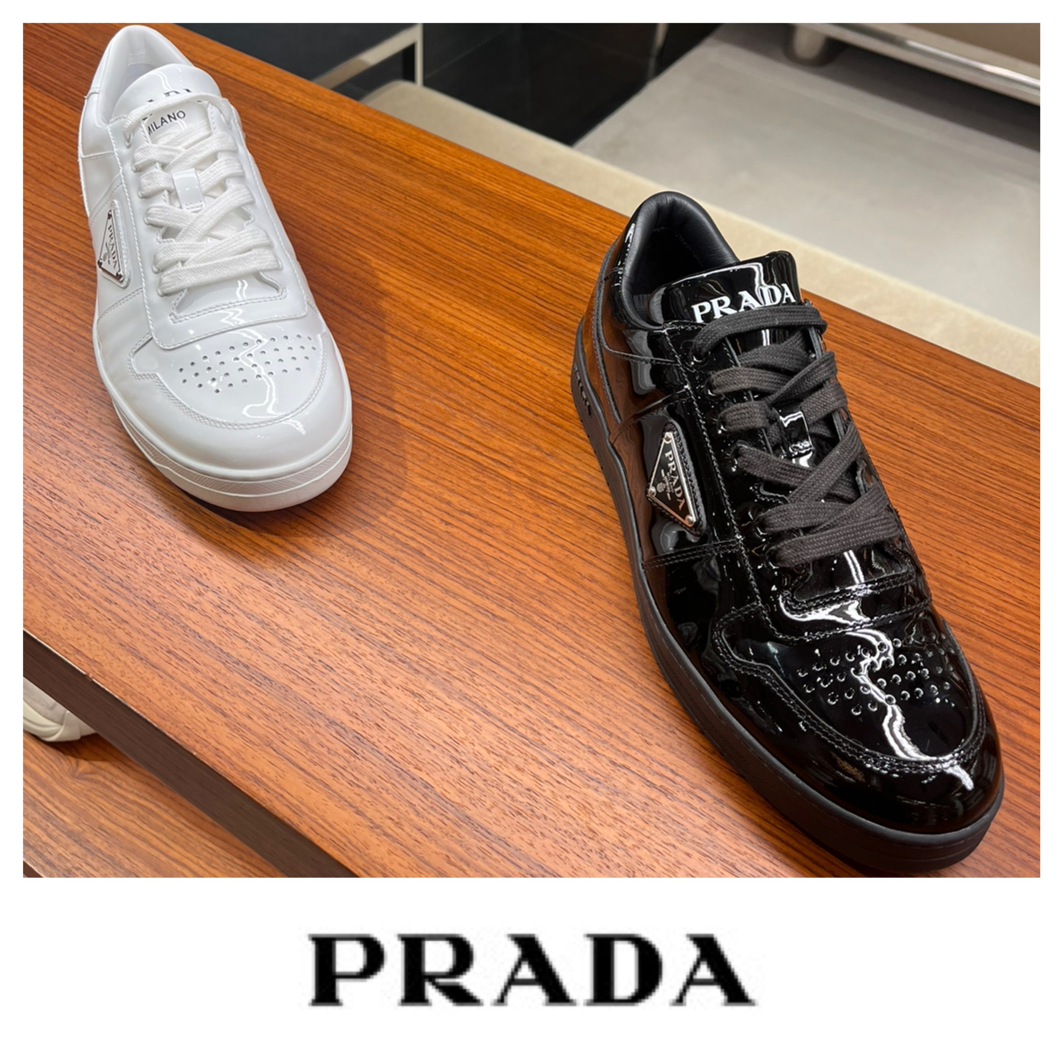 【PRADA】Downtown パテントレザー スニーカー