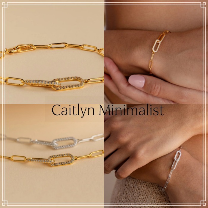 【CaitlynMinimalist】Pave Link クリスタル ブレスレット 2色