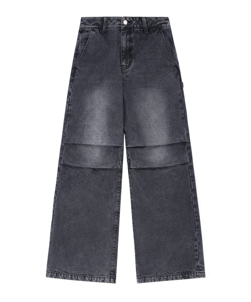 パンツ Odd Studio Parachute washed wide denim pants BLACK