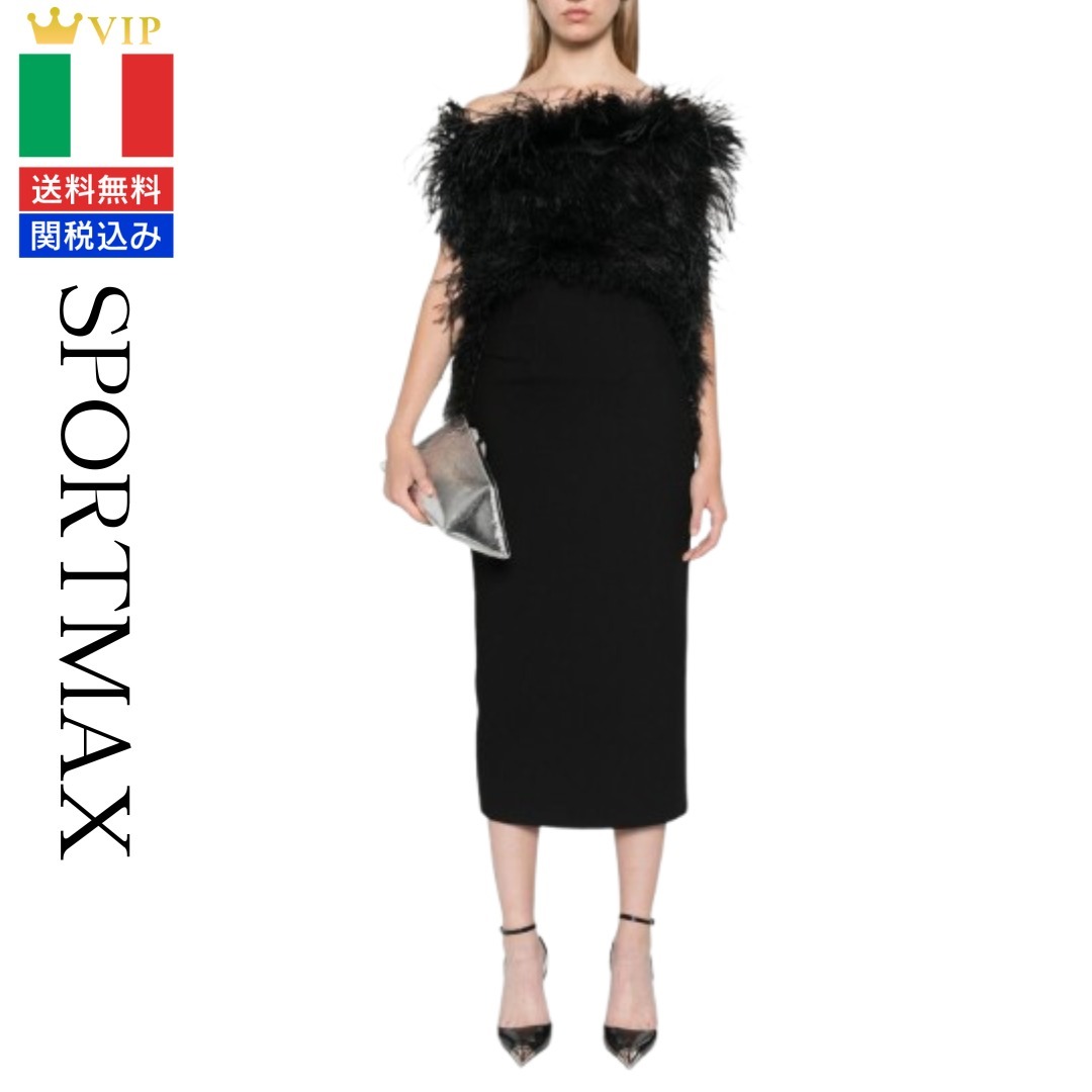 VIP【送料関税込】SPORTMAX FEATHERED MIDI DRESS