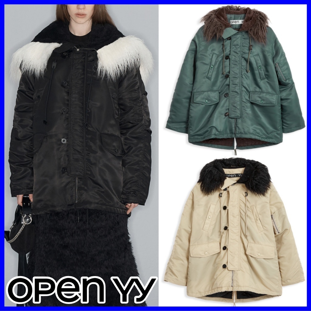 【OPEN YY】OVERSIZED FAUX FUR HOOD PARKA 3色 [正規品]