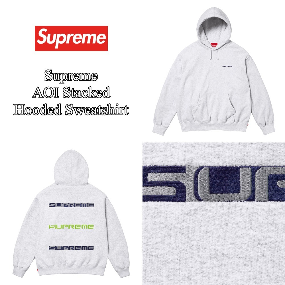 【Supreme】AOI Stacked Hooded Sweatshirt★Ash Grey★24FW★