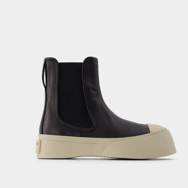 ショートブーツ・ブーティ MARNI Chelsea Boot Pablo in Black Leather