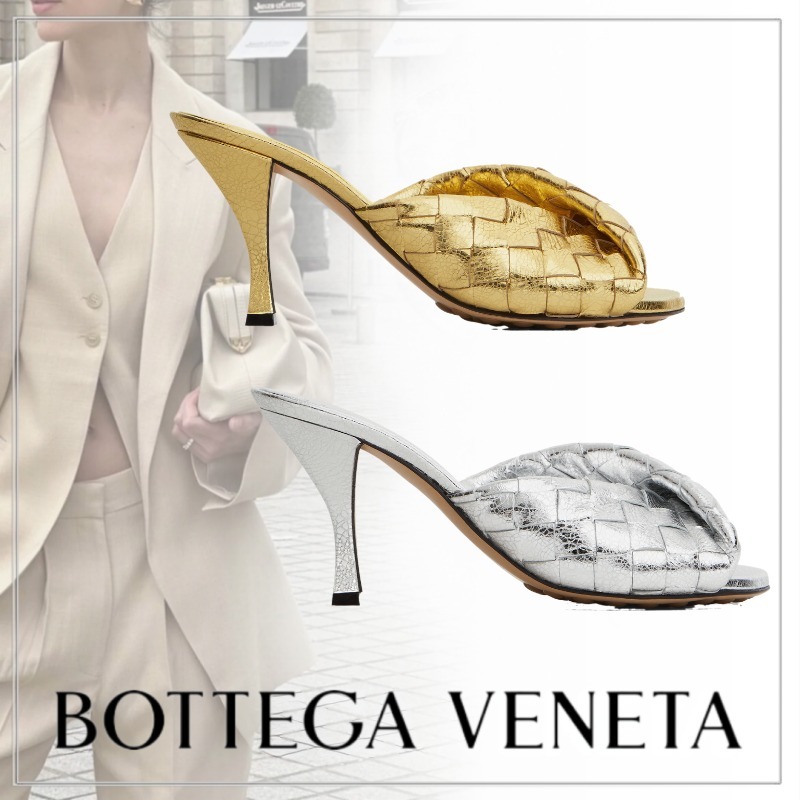 【キラキラ】BOTTEGA VENETA◆Blink ラミネート レザー ミュール
