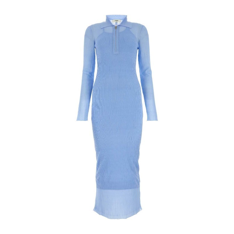ワンピース FENDI FW23 Light-blue silk blend dress (FZDB66AQ42 F1M29)