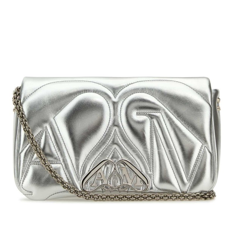 ショルダーバッグ・ポシェット alexander mcqueen Silver leather small Seal shoulder bag