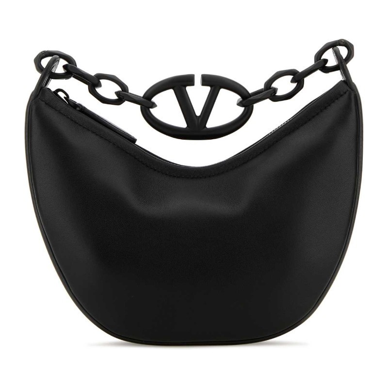 ショルダーバッグ・ポシェット VALENTINO Black leather Hobo VLogo Moon handbag