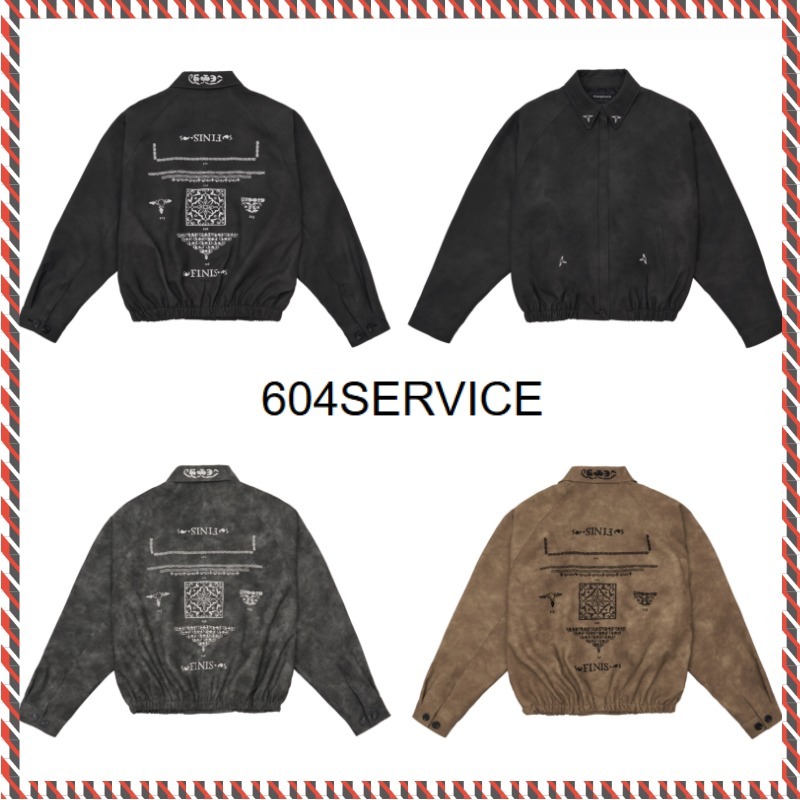 【604SERVICE】24fw EMBROIDERED LEATHER JACKET