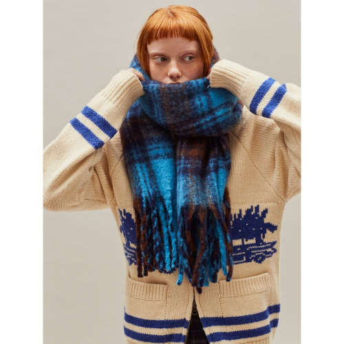 ハット SAND SOUND Checkered Wide Muffler Blue