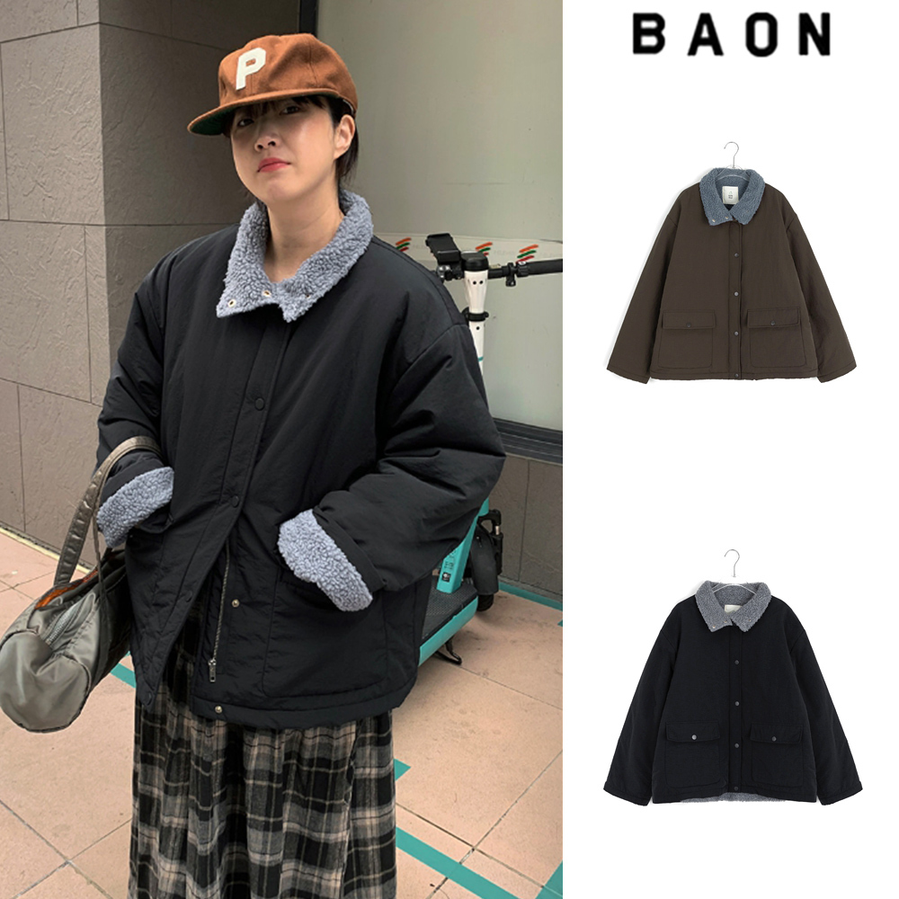 【BAON】24FW★ [BAONHAUS] Reuben fleece collar padded jumper