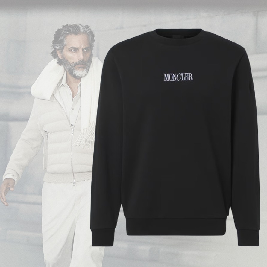 【希少】 MONCLER Embroidered logo cotton sweatshirt ブラック