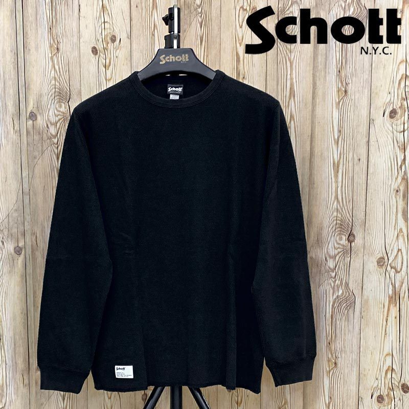 Schott ショット ハニカムワッフル クルーネック 長袖Tシャツ