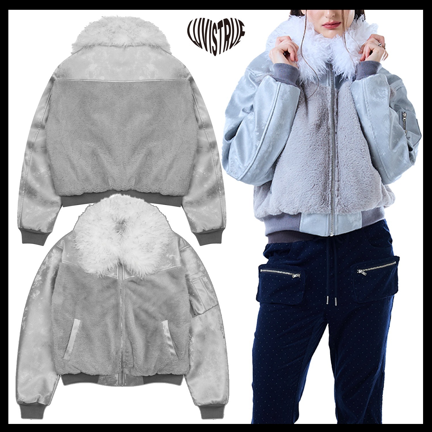 【LUVISTRUE】FS GLOSSY FUR JACKET ★韓国人気★ 追跡付
