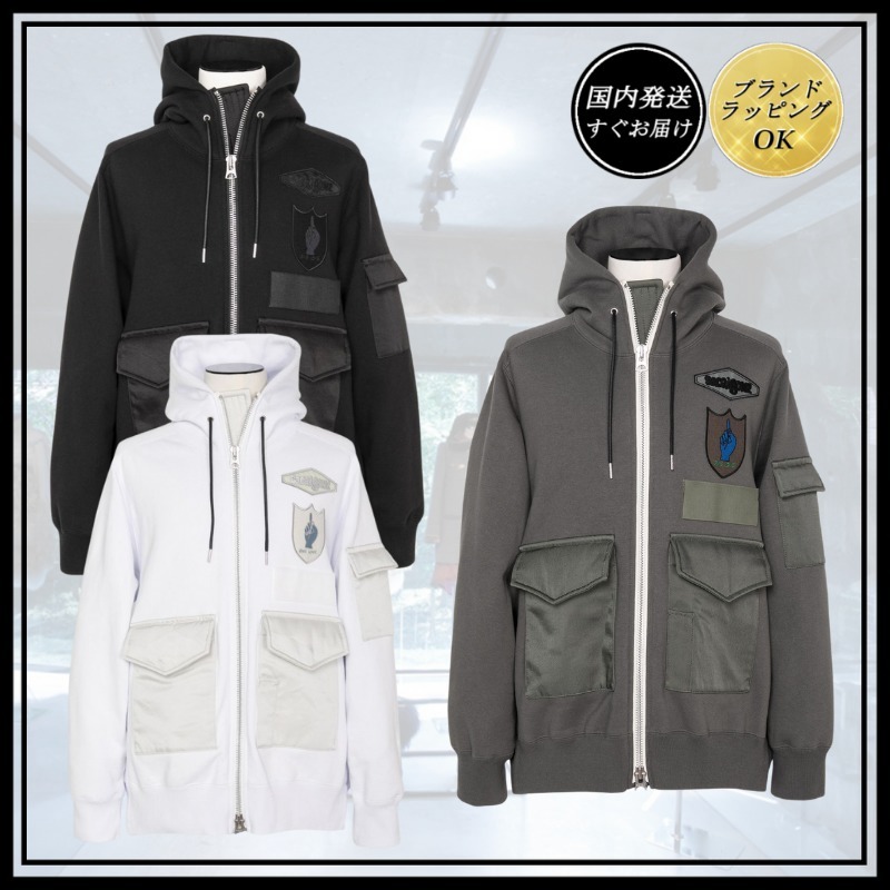 関税送料込★sacai Sacai x Spiewakコットンジャージー フーディ ◇sacai◇sacai x SPIEWAK Gonz MultiPatch Cotton JerseyHoodie