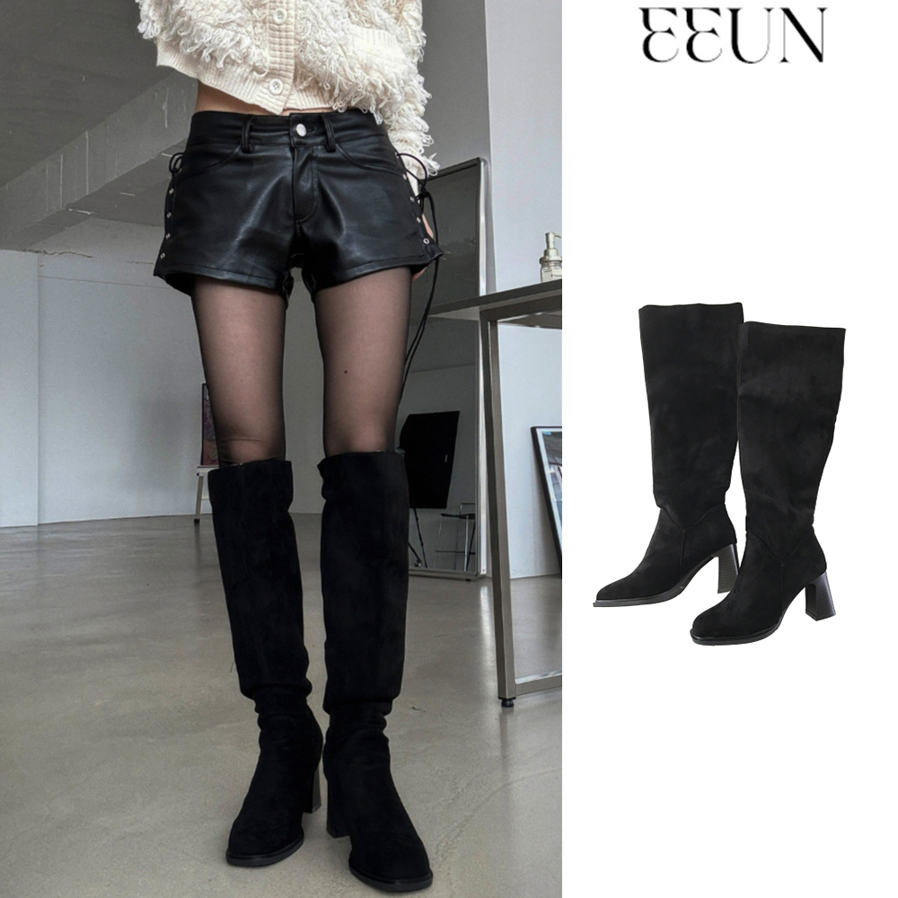 【EEUN】Wrinkle Suede Long Boots