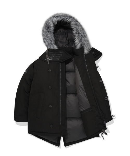ダウンジャケット COVERNAT Mid length hooded fur down jumper black CO2304DP07B