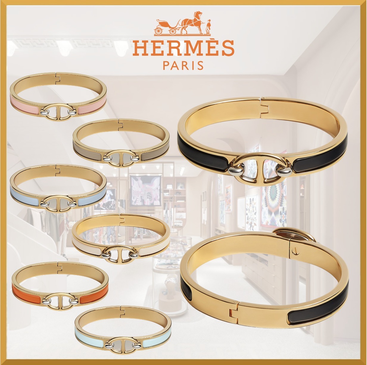 可愛い【HERMES】ミニ Clic アンカー チェーン ブレスレット