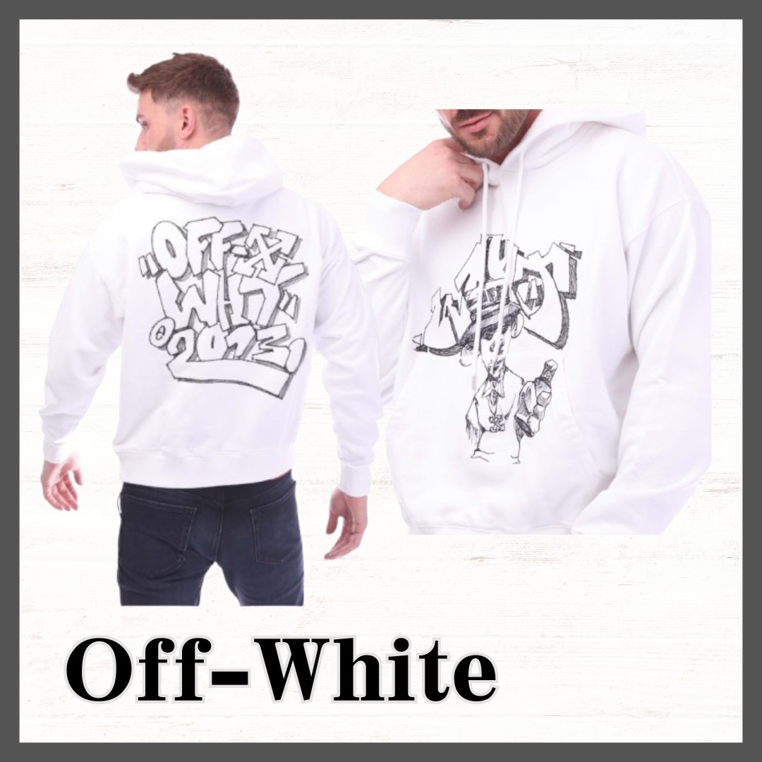 OFF‐WHITE☆グラフィティフリースト スケートパーカー コットン