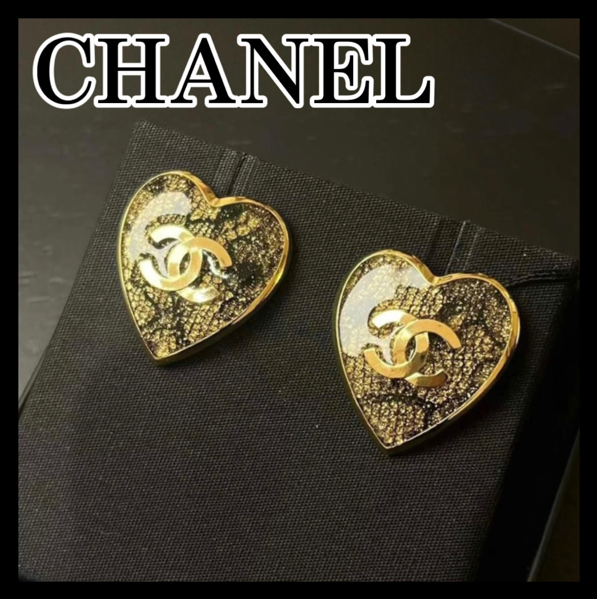 《エレガントな高級感♪》CHANEL ピアス ハート ゴールド