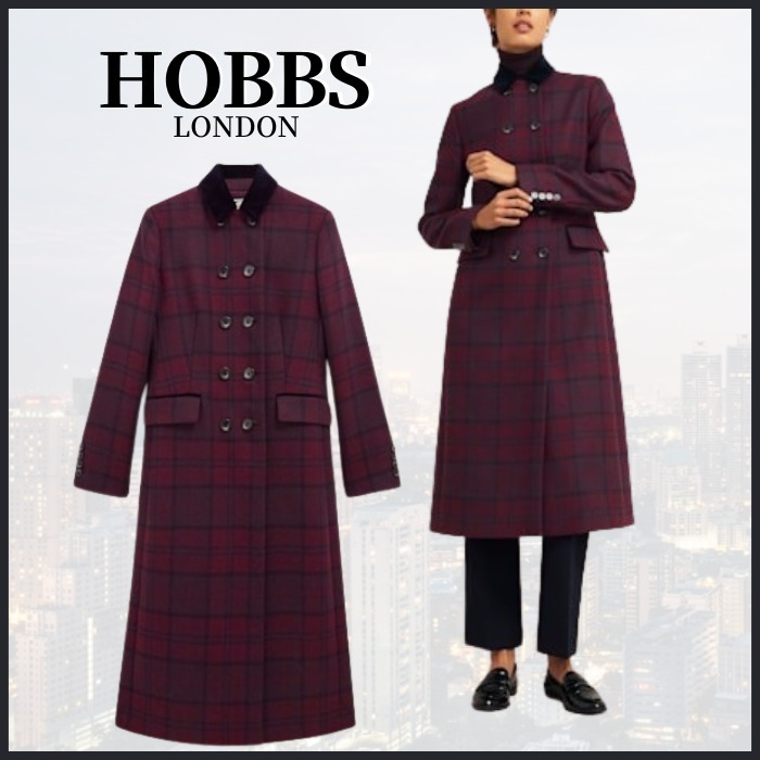 【関税なし】HOBBS ホッブス patricia ウール混 コート チェック