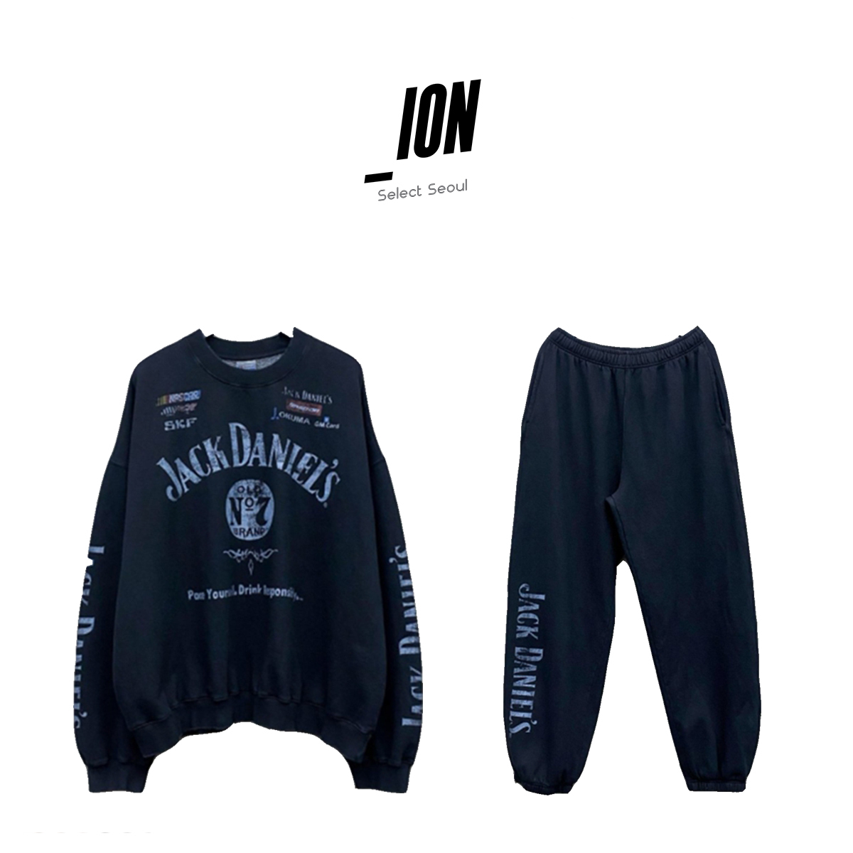 スウェット・トレーナー IONSEOUL Jack Daniel's Fleece Jogger Pant Set Up 4JH665