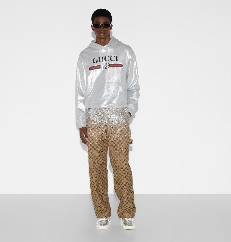 GUCCI《コットンジャージー スウエットシャツ》シルバー 直営店