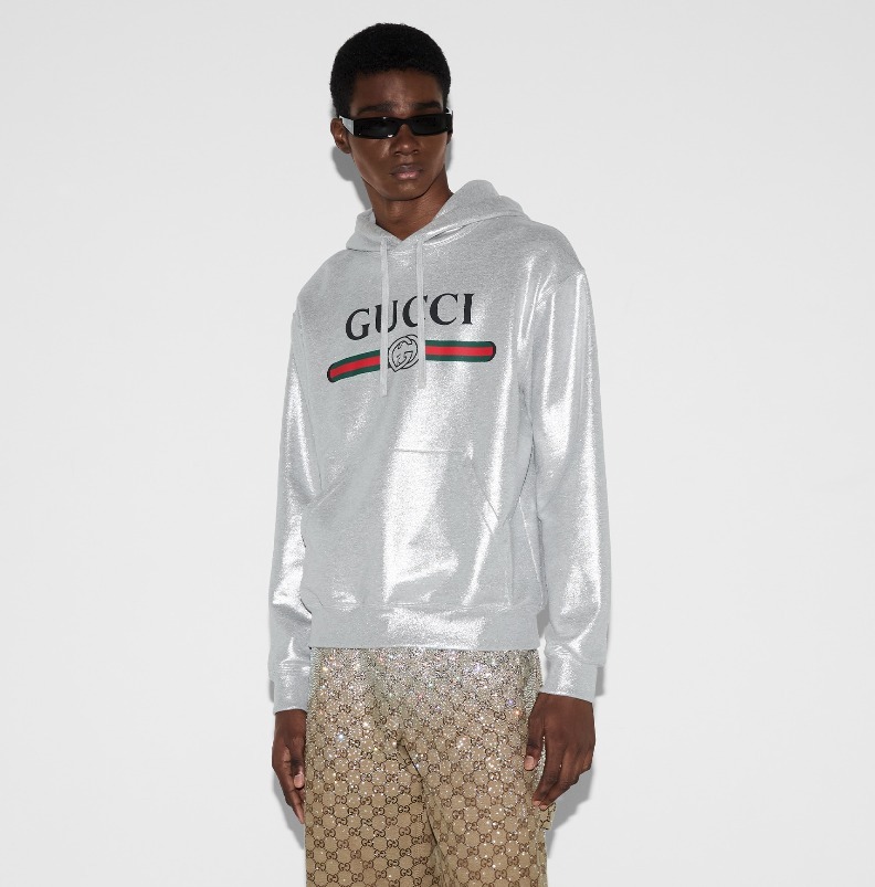 GUCCI《コットンジャージー スウエットシャツ》シルバー 直営店