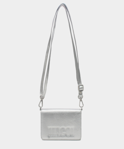 長財布 MACOI Standard multi cross simple logo bifold wallet silver