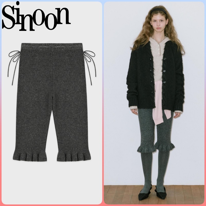 【Sinoon】★ 韓国人気 ★ Ribbon Tie Capri Knit Pants ★