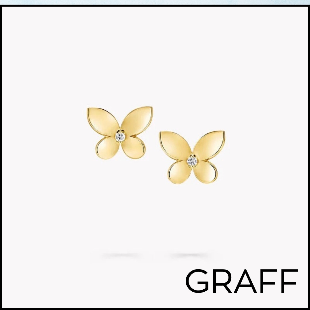 [GRAFF] ミニ バタフライ スタッド イヤリング イエローゴールド