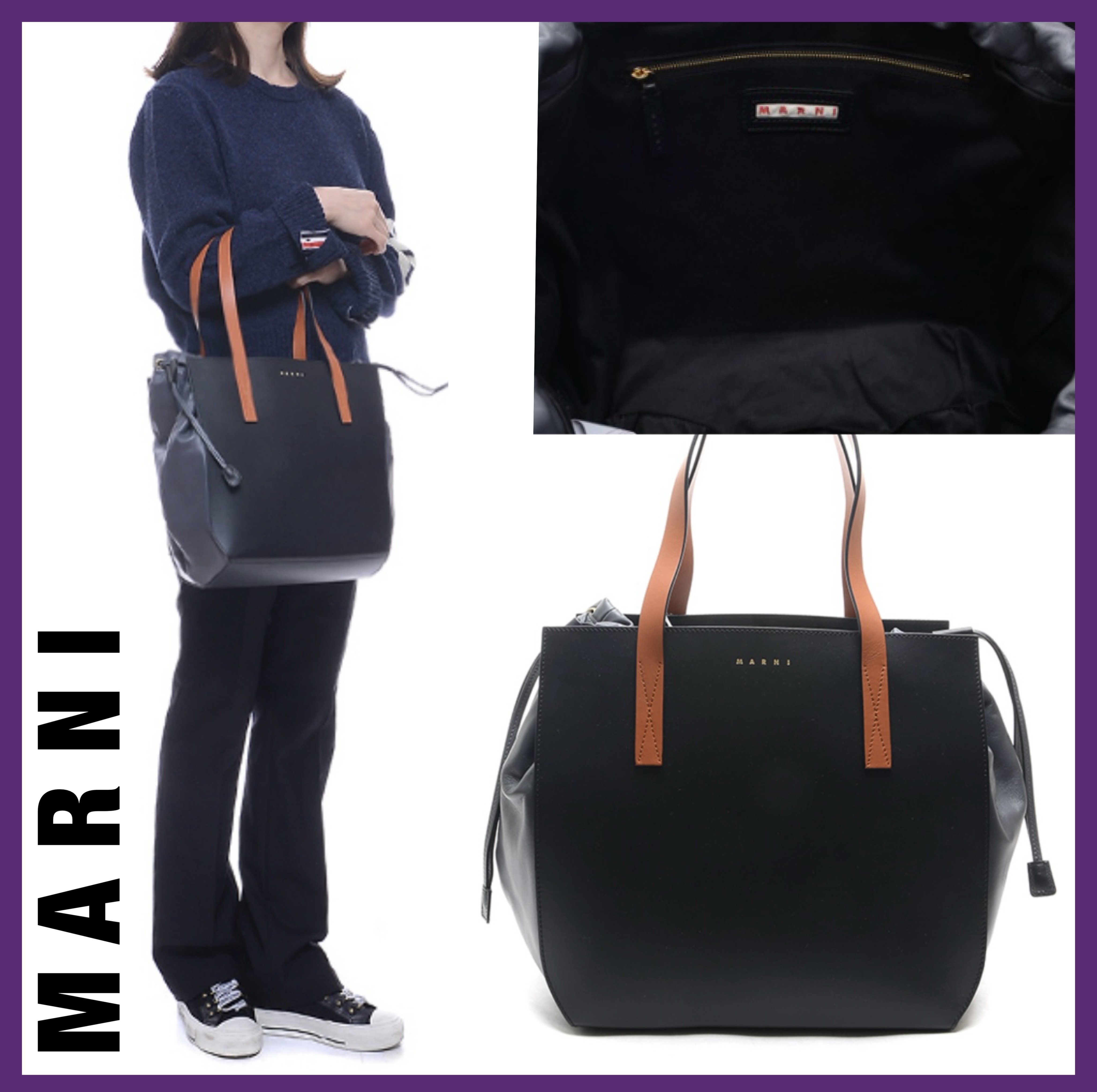 【関税込み】 ☆MARNI☆ GUSSET レザー トートバッグ