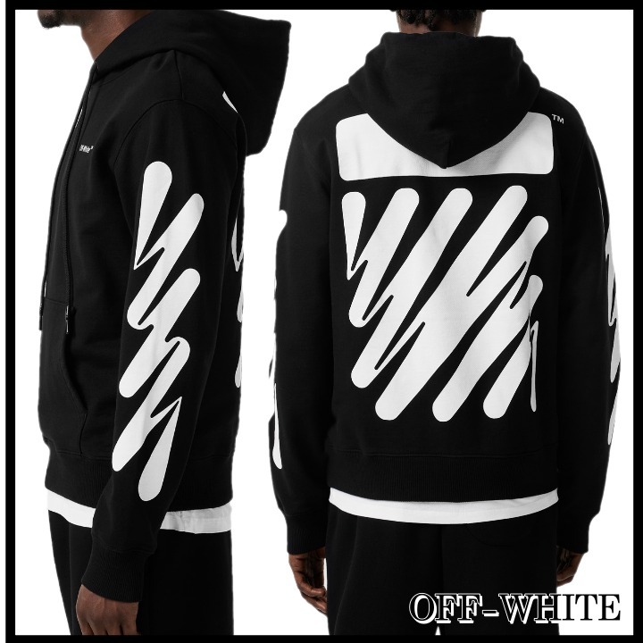◆OFF-WHITE オフホワイト◆バックプリント フーディーパーカー