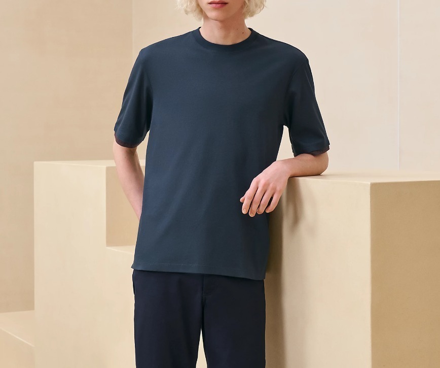 ツートンカラーの袖がおしゃれ♪【HERMES】ピクレス ロゴTシャツ ツートンカラーの袖がおしゃれ♪【HERMES】ピクレス ロゴTシャツ