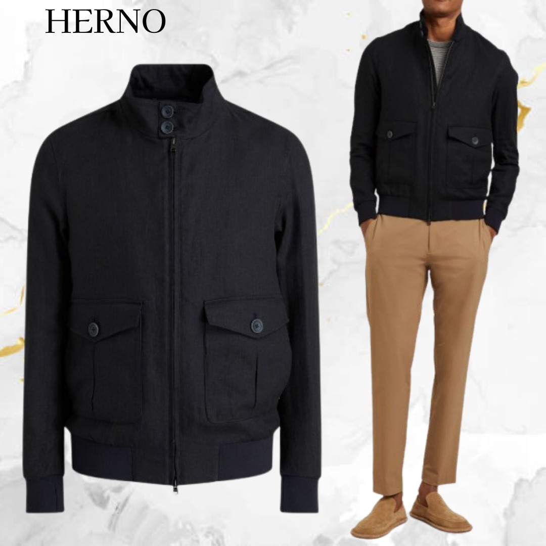 VIP価格☆HERNO☆長袖 リネン ジャケット ブレザー