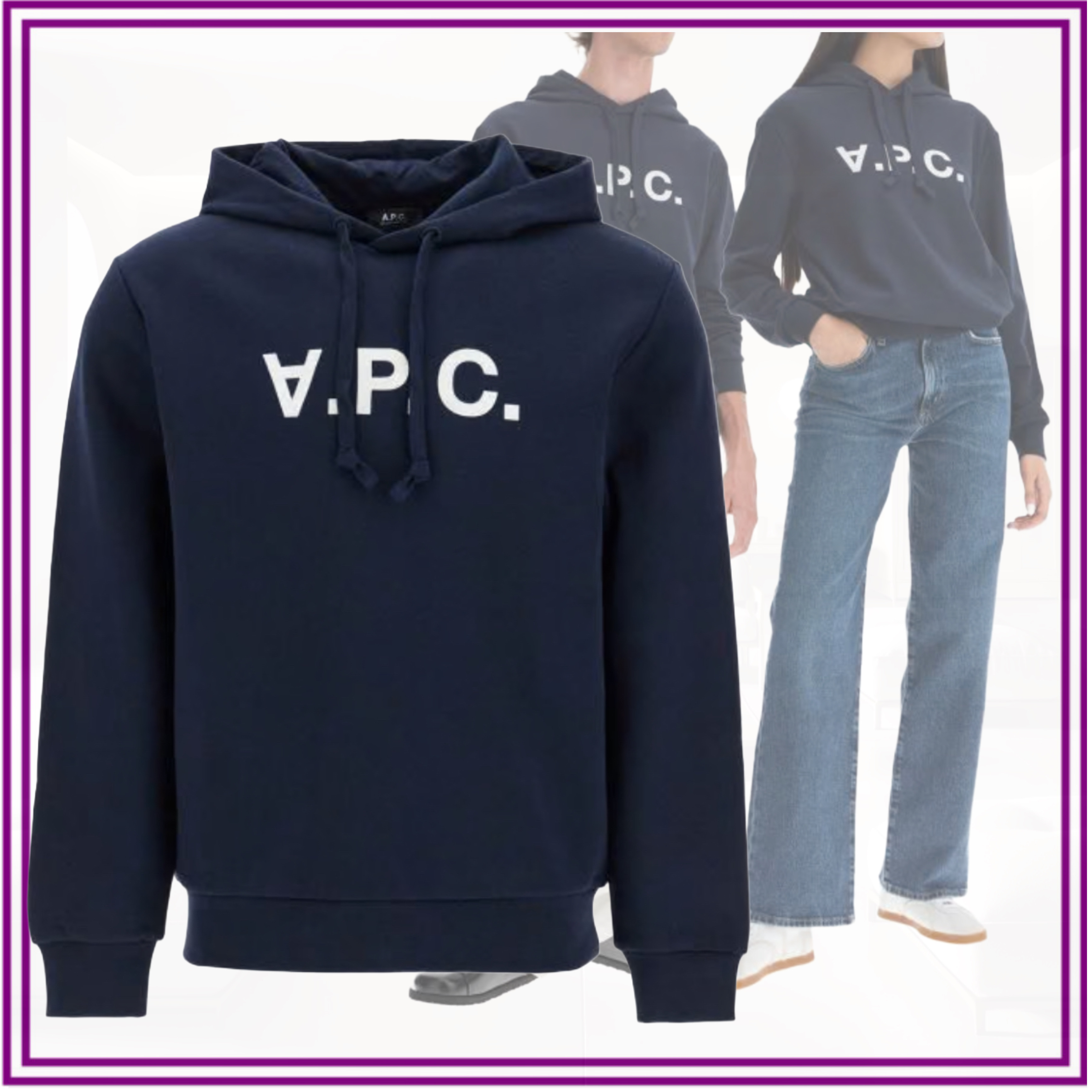 ジーンズに合う[A.P.C.]ロゴ グランドVPCパーカー ユニセックス