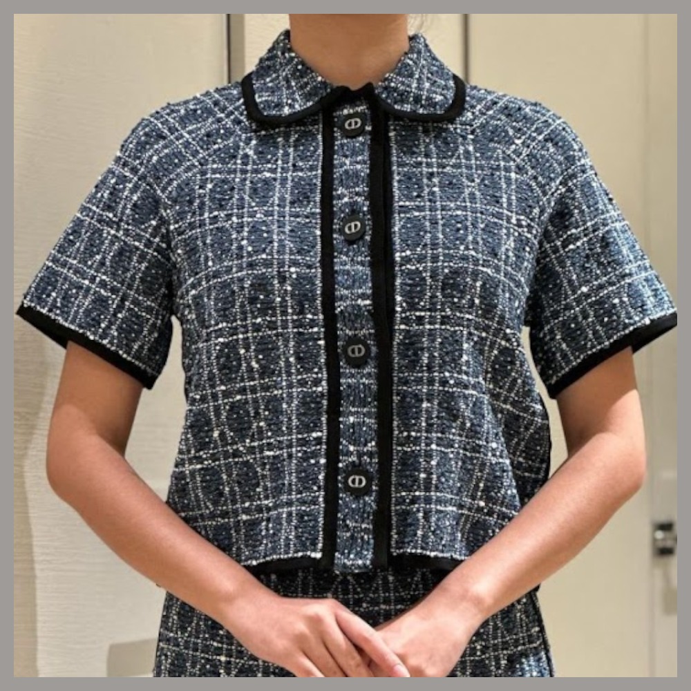 【ブルーのツイードが美しい★】ショートスリーブ ジャケット